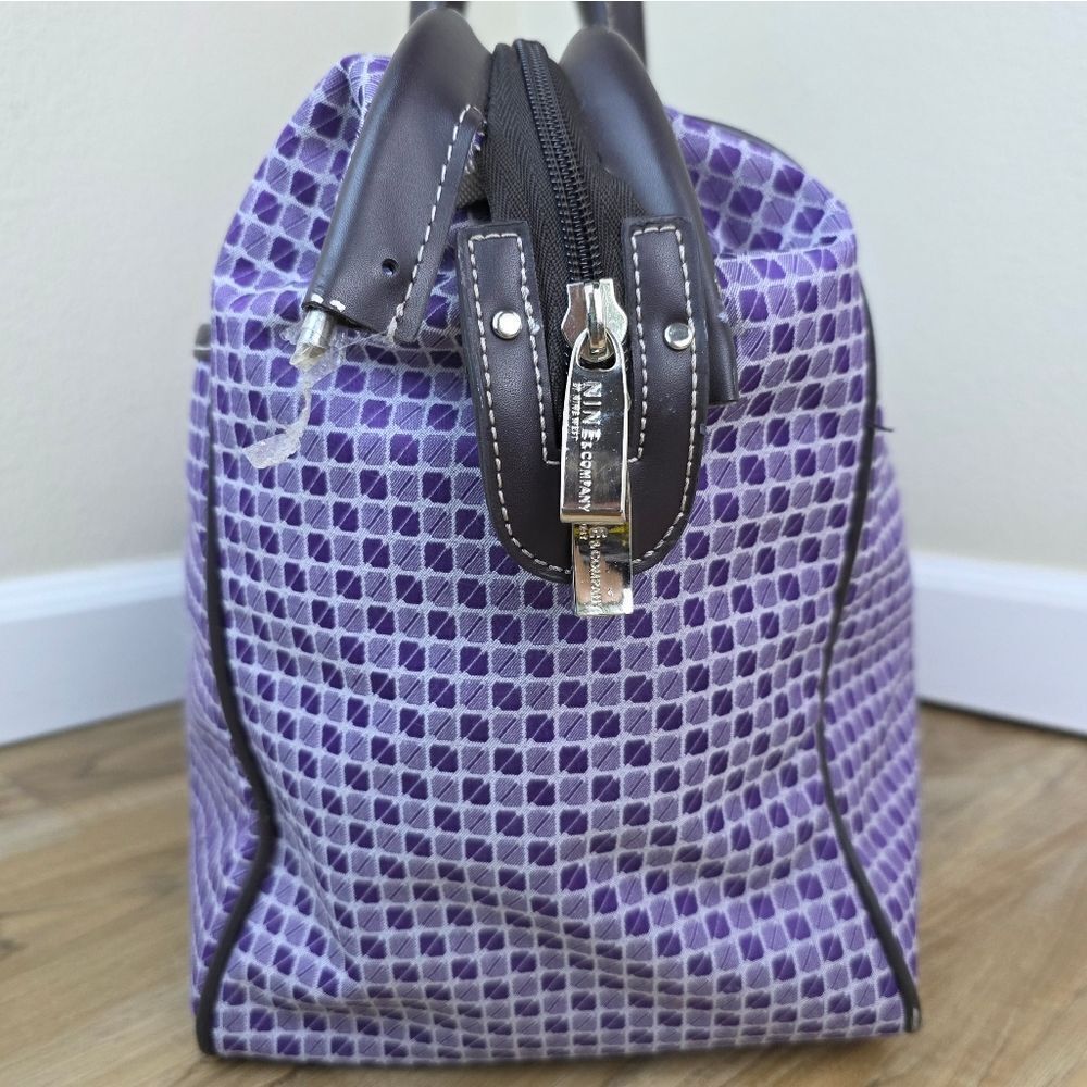 💜Vintage Nine West Purple Houndstooth Overnight/Weekender/Carry-On Bag - Picture 5 of 13